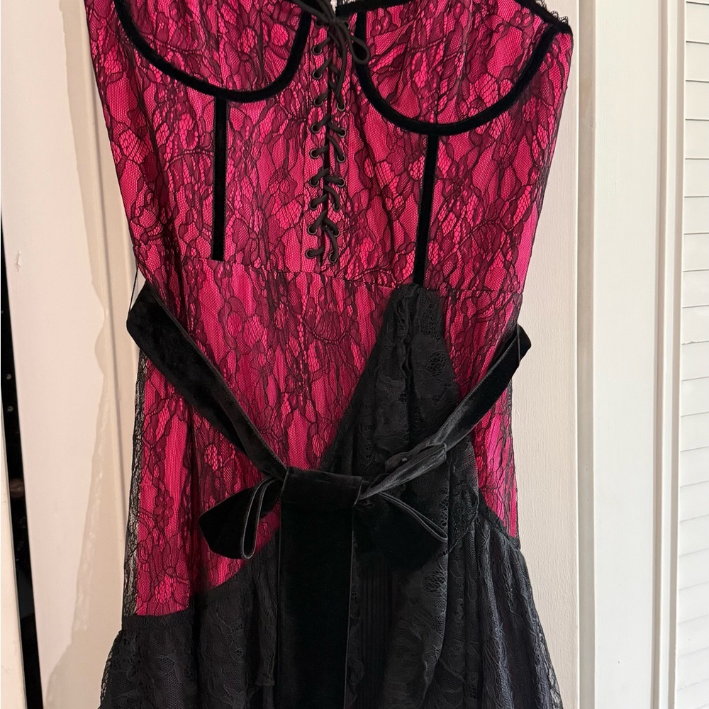Alice + Olivia Hot Pink Dress with Black Accents